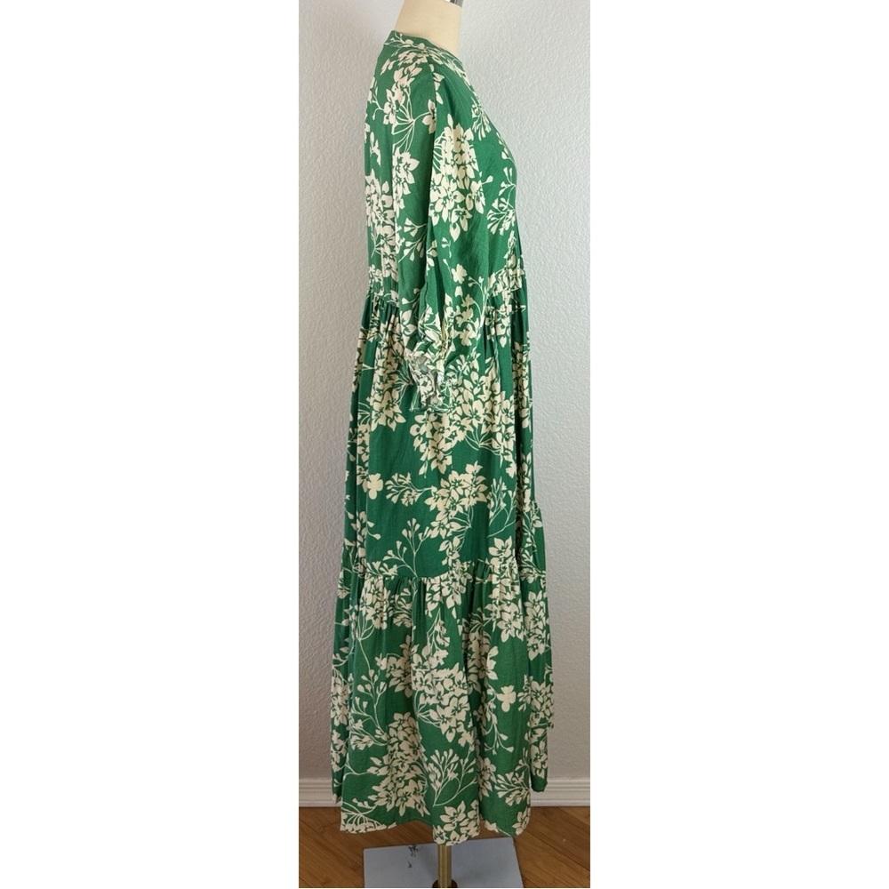 Dress Day Green Floral Maxi Dress with Cream Botanical Print Large - Picture 3 of 10